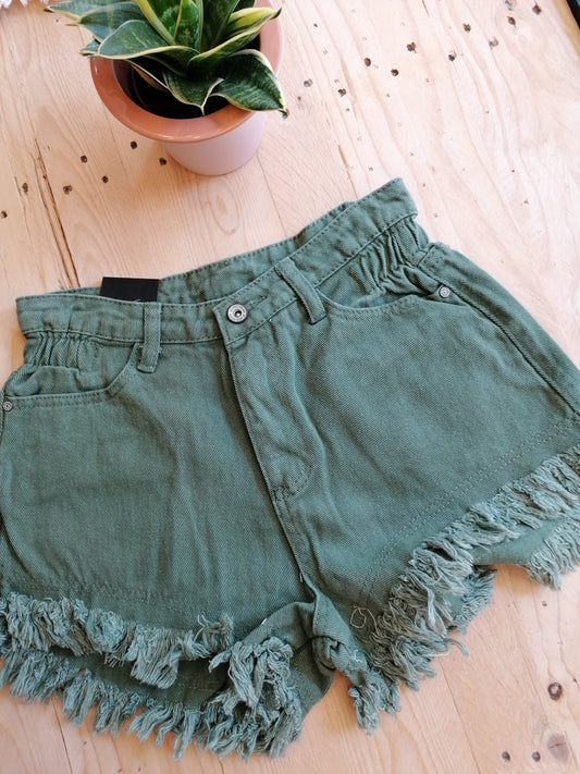 Shorts in denim a caramella vita alta